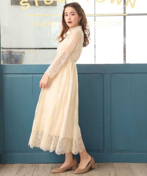 one after another NICE CLAUP（ワンアフターアナザーナイスクラップ）の「【WEB STORE限定】セミオケージョンレースワンピース（ワンピース・レディース・ブラック/アイボリー/ベージュ系その他/ミント・FREE）」の16枚目の写真