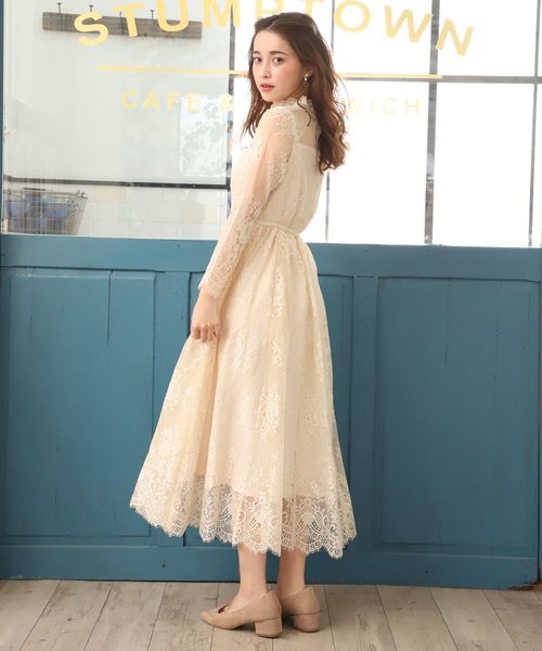 one after another NICE CLAUP（ワンアフターアナザーナイスクラップ）の「【WEB STORE限定】セミオケージョンレースワンピース（ワンピース・レディース・ブラック/アイボリー/ベージュ系その他/ミント・FREE）」の8枚目の写真