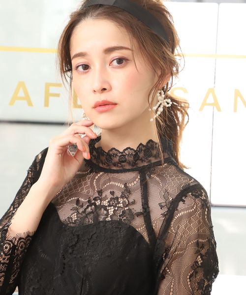 one after another NICE CLAUP（ワンアフターアナザーナイスクラップ）の「【WEB STORE限定】セミオケージョンレースワンピース（ワンピース・レディース・ブラック/アイボリー/ベージュ系その他/ミント・FREE）」の9枚目の写真