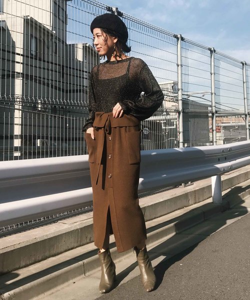 Ameri（アメリ）の「LAPEL KNIT SKIRT（スカート）」 - WEAR