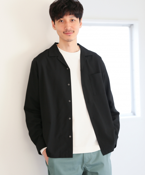 GLOBAL WORK（グローバルワーク）の「TRオープンカラーシャツ/818157（シャツ/ブラウス・メンズ・ブルー系その他7/グレー/ブラック・X-LARGE/SMALL/MEDIUM/LARGE）」の2枚目の写真