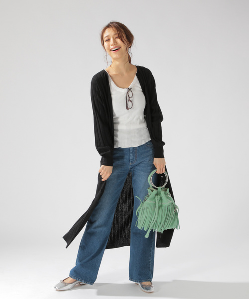 BAYFLOW（ベイフロー）の「スキッパーロングカーディガン（カーディガン/ボレロ・レディース・オフホワイト/カーキ/ブラック・FREE）」の8枚目の写真