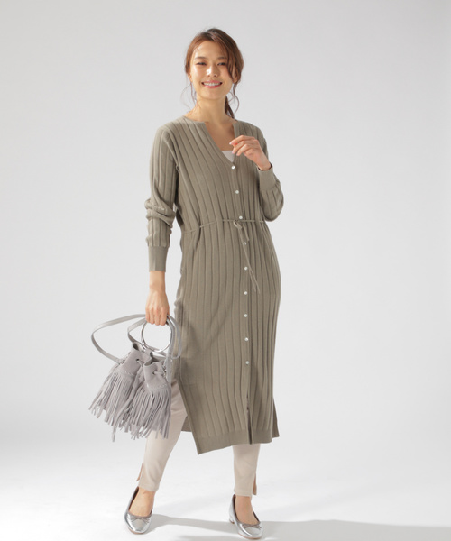 BAYFLOW（ベイフロー）の「スキッパーロングカーディガン（カーディガン/ボレロ・レディース・オフホワイト/カーキ/ブラック・FREE）」の10枚目の写真