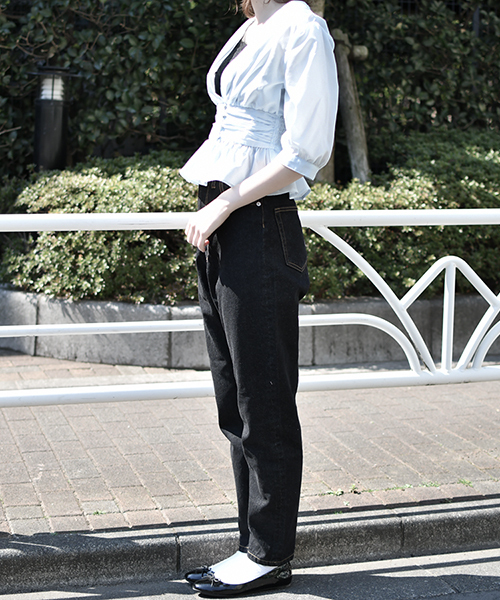 PairPair(ペアペア)の「ハイウエストテーパードデニム(デニムパンツ・レディース・オフホワイト/サックスブルー/ブラック・MEDIUM/SMALL/LARGE)」の13枚目の写真