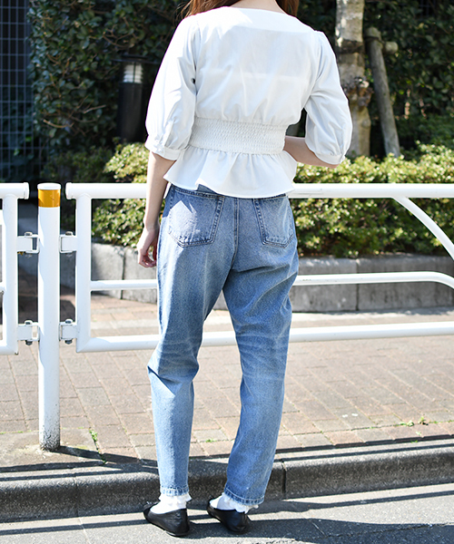 AMIE original ハイウエストテーパードデニム 残りわずか】《AMIE original》ハイウエストテーパードdenim