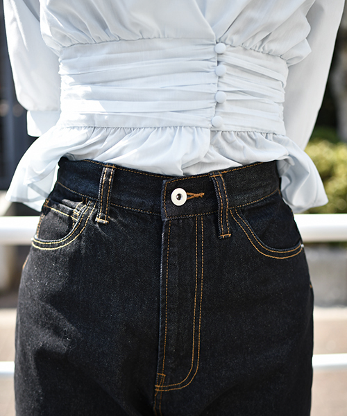 AMIE original ハイウエストテーパードデニム 残りわずか】《AMIE original》ハイウエストテーパードdenim