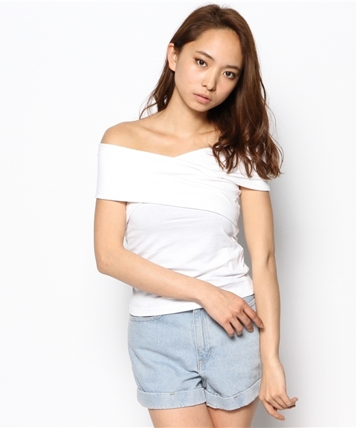 LOVE BOAT(ラブ・ボート)の「クロスTシャツ(Tシャツ/カットソー・レディース・ホワイト系/グレー系/ブラック系/ブルー系・FREE)」の2枚目の写真
