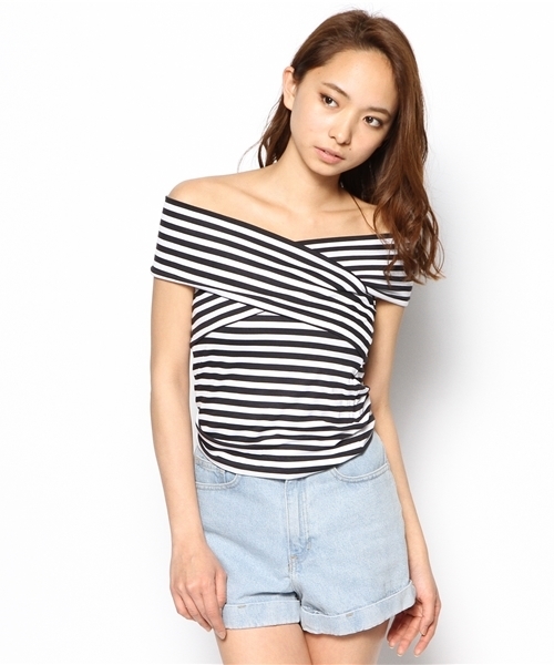 LOVE BOAT(ラブ・ボート)の「クロスTシャツ(Tシャツ/カットソー・レディース・ホワイト系/グレー系/ブラック系/ブルー系・FREE)」の4枚目の写真