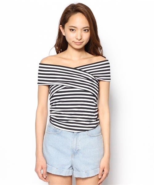 LOVE BOAT(ラブ・ボート)の「クロスTシャツ(Tシャツ/カットソー・レディース・ホワイト系/グレー系/ブラック系/ブルー系・FREE)」の9枚目の写真