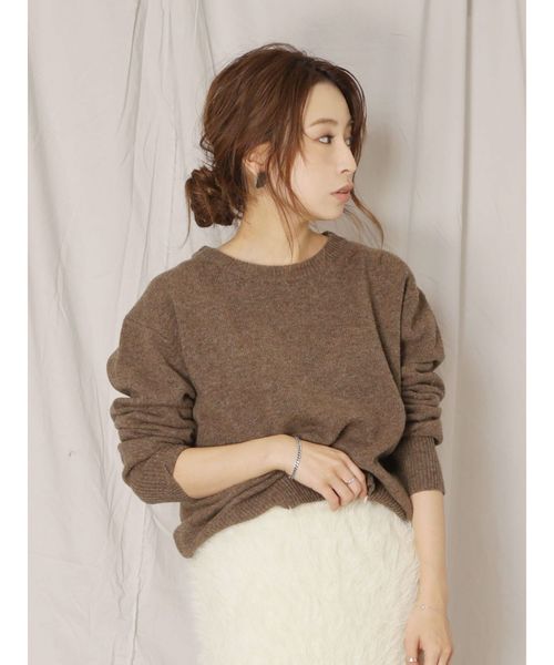 Ungrid（アングリッド）の「ウォッシャブルラムウールニット（ニット/セーター・レディース・オフホワイト/イエロー/パープル/ブラウン/カーキ・FREE）」の2枚目の写真