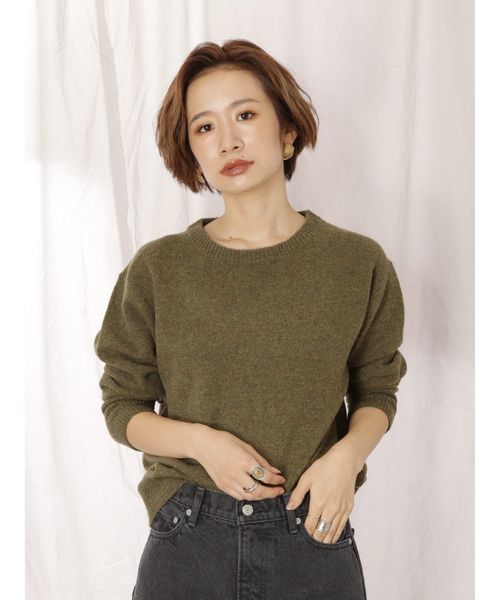 Ungrid（アングリッド）の「ウォッシャブルラムウールニット（ニット/セーター・レディース・オフホワイト/イエロー/パープル/ブラウン/カーキ・FREE）」の3枚目の写真