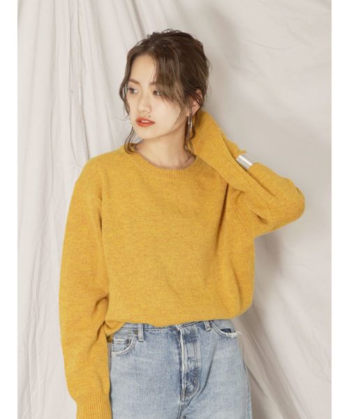 Ungrid（アングリッド）の「ウォッシャブルラムウールニット（ニット/セーター・レディース・オフホワイト/イエロー/パープル/ブラウン/カーキ・FREE）」の5枚目の写真