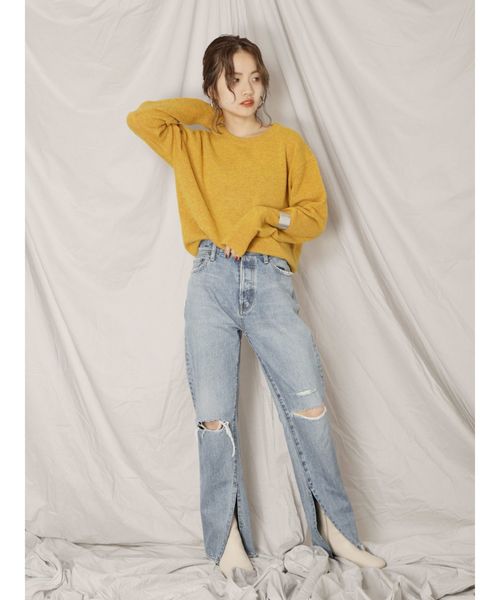 Ungrid（アングリッド）の「ウォッシャブルラムウールニット（ニット/セーター・レディース・オフホワイト/イエロー/パープル/ブラウン/カーキ・FREE）」の10枚目の写真