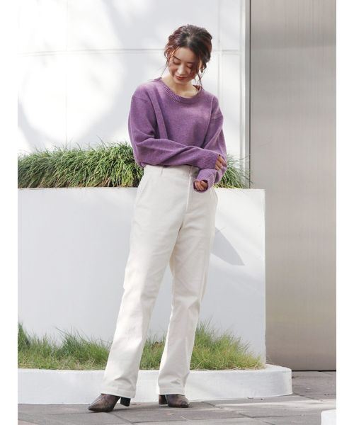 Ungrid（アングリッド）の「ウォッシャブルラムウールニット（ニット/セーター・レディース・オフホワイト/イエロー/パープル/ブラウン/カーキ・FREE）」の11枚目の写真