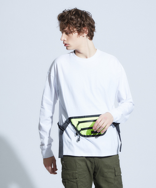 SUPERTHANKS（スーパーサンクス）の「【SUPERTHANKS】 ウエストバック　ロングTシャツ（Tシャツ/カットソー・メンズ・レッド/イエロー・3/2）」の2枚目の写真