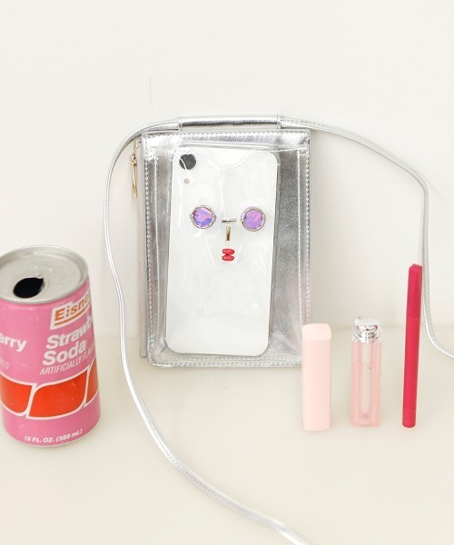 ACCOMMODE(アコモデ)の「ファニーフェイス クリアスマホポシェット(モバイルケース/カバー)」|シルバー