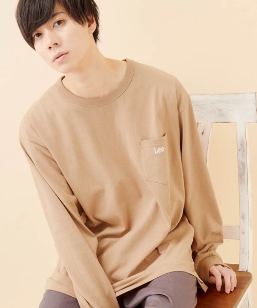 Lee（リー）の「Lee/リー EMBROIDERY L/S TEE ロゴ刺繍長袖カットソー（Tシャツ/カットソー・メンズ・ブラック/ベージュ/オフホワイト/ダークパープル/マスタード/ピンクベージュ・S/M/L/XL）」の6枚目の写真
