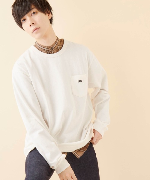 Lee（リー）の「Lee/リー EMBROIDERY L/S TEE ロゴ刺繍長袖カットソー（Tシャツ/カットソー・メンズ・ブラック/ベージュ/オフホワイト/ダークパープル/マスタード/ピンクベージュ・S/M/L/XL）」の3枚目の写真