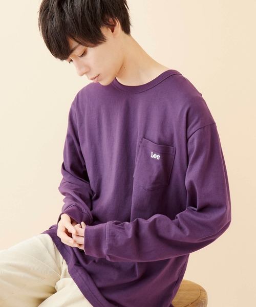 Lee（リー）の「Lee/リー EMBROIDERY L/S TEE ロゴ刺繍長袖カットソー（Tシャツ/カットソー・メンズ・ブラック/ベージュ/オフホワイト/ダークパープル/マスタード/ピンクベージュ・S/M/L/XL）」の5枚目の写真