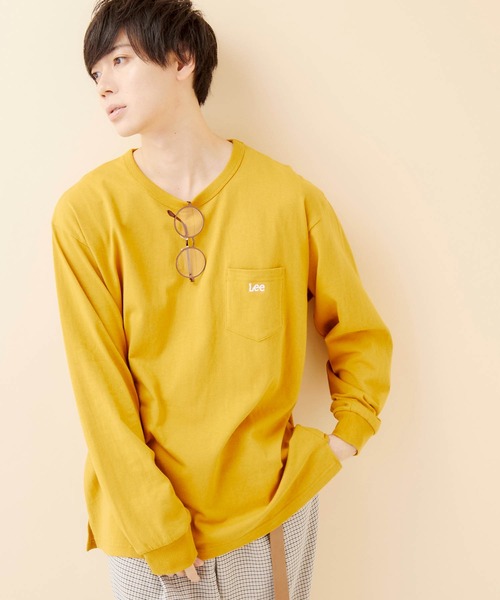 Lee（リー）の「Lee/リー EMBROIDERY L/S TEE ロゴ刺繍長袖カットソー（Tシャツ/カットソー・メンズ・ブラック/ベージュ/オフホワイト/ダークパープル/マスタード/ピンクベージュ・S/M/L/XL）」の2枚目の写真