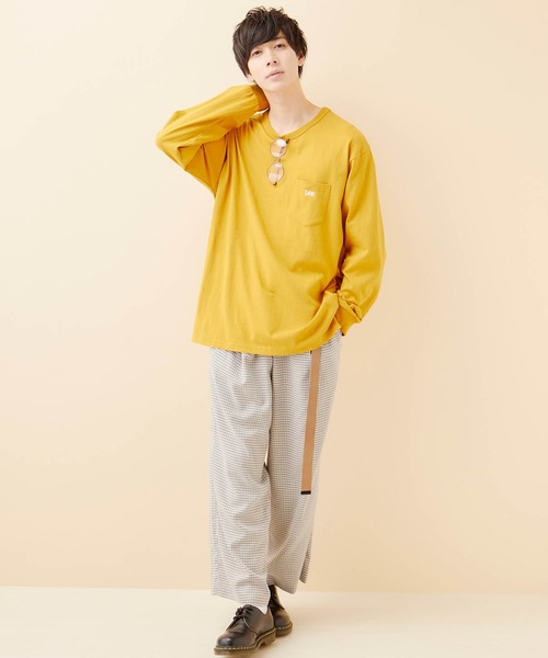 Lee（リー）の「Lee/リー EMBROIDERY L/S TEE ロゴ刺繍長袖カットソー（Tシャツ/カットソー・メンズ・ブラック/ベージュ/オフホワイト/ダークパープル/マスタード/ピンクベージュ・S/M/L/XL）」の11枚目の写真