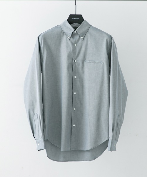 UNITED TOKYO（ユナイテッドトウキョウ）の「シャークスキンボタンダウンロングスリーブシャツ（シャツ/ブラウス・メンズ・オフホワイト/ベージュ/ネイビー/グリーン・1/2/3）」の4枚目の写真