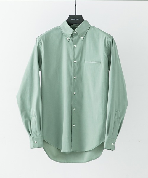 UNITED TOKYO（ユナイテッドトウキョウ）の「シャークスキンボタンダウンロングスリーブシャツ（シャツ/ブラウス・メンズ・オフホワイト/ベージュ/ネイビー/グリーン・1/2/3）」の3枚目の写真