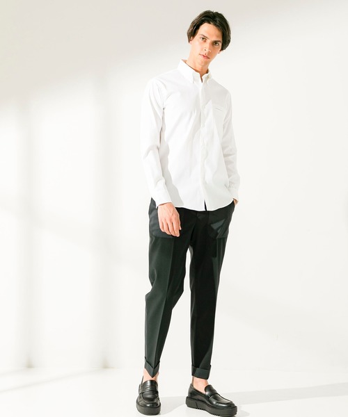 UNITED TOKYO（ユナイテッドトウキョウ）の「シャークスキンボタンダウンロングスリーブシャツ（シャツ/ブラウス・メンズ・オフホワイト/ベージュ/ネイビー/グリーン・1/2/3）」の7枚目の写真