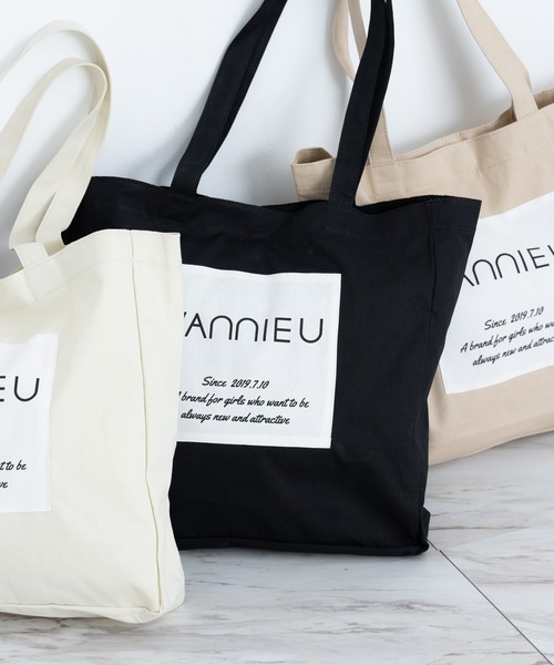 VANNIE U(ヴァニーユー)の「ロゴタグトートバッグ/エコバッグ(トートバッグ・レディース・ブラック/ベージュ/アイボリー・FREE)」の10枚目の写真