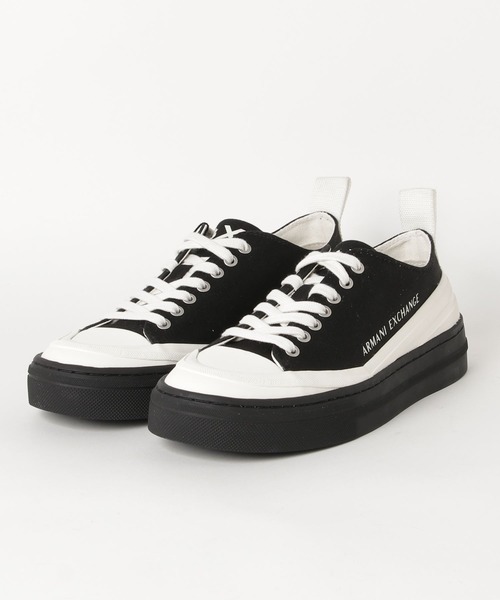 ARMANI EXCHANGE（アルマーニエクスチェンジ）の「【A|Xアルマーニ エクスチェンジ】リサイクルコットン　レースアップスニーカー（スニーカー・メンズ・ホワイト/ブラック/ネイビー・8/6/7/9/10）」の2枚目の写真