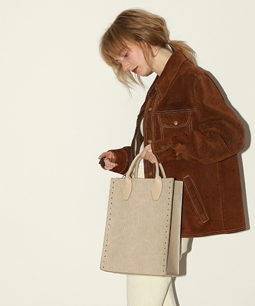 Casselini（キャセリーニ）の「Casselini（キャセリーニ）型押しクロコトート（トートバッグ・レディース・ベージュ/ブラック/ミント/ボルドー・FREE）」の3枚目の写真