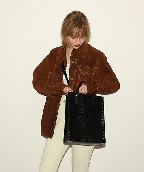 Casselini（キャセリーニ）の「Casselini（キャセリーニ）型押しクロコトート（トートバッグ・レディース・ベージュ/ブラック/ミント/ボルドー・FREE）」の5枚目の写真