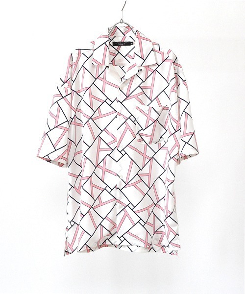 UP START（アップスタート）の「オプティカル総柄オーバーサイズシャツ（シャツ/ブラウス・メンズ・ホワイト系その他/ブラック系その他/ピンク系その他・MEDIUM/LARGE）」の9枚目の写真