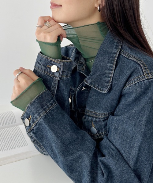 CLEA（クレア）の「メロウハイネックシアーインナートップス（Tシャツ/カットソー・レディース・ホワイト/ブラック/アイボリー/ブラウン/グレー/ライトグレー/ライトグリーン/ピンク/モカ/イエロー/ライラック/ブルー/グリーン/レッド/カーキ/ピンク系その他/ブラウン系その他/ダークブルー/オレンジ/グリーン系その他/サーモンピンク/パープル/ミント/ネイビー/パープル系その他/ピンクベージュ/ライトブルー/イエロー系その他/ブルー系その他/ダークブラウン/ダークグリーン/ライトベージュ/ライトイエロー/ロイヤルブルー/マスタード/ワインレッド・FREE/L）」の11枚目の写真