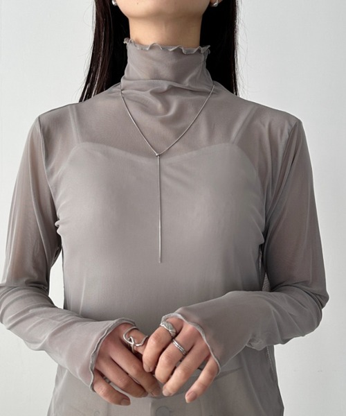 tシャツ シアーリブハイネックメロウカットソー レディース GeeRA tシャツ メローハイネックアソートシアートップス(長袖