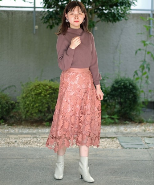 TRUDEA(トルディア)の「スエード刺繍レースフレアスカート(スカート・レディース・ピンク/ブラウン/モカ/ブラック・LARGE/SMALL/MEDIUM)」の10枚目の写真