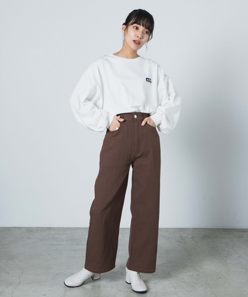 WEGO（ウィゴー）の「WEGO/USAドルマンスリーブビッグシルエットロンT（Tシャツ/カットソー・レディース・ホワイト/スミクロ/ブラウン系その他5・FREE）」の4枚目の写真