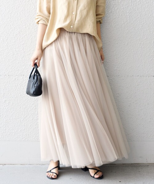 SHIPS（シップス）の「*ZOZO限定* 〈手洗い可能〉チュール エアリー ロングスカート◇（スカート・レディース・ライトグレー/ライトブルー/ベージュ/ネイビー/ダークグレー/ブラウン/オリーブ/ワインレッド/ブラック/パープル・SMALL/MEDIUM）」の14枚目の写真