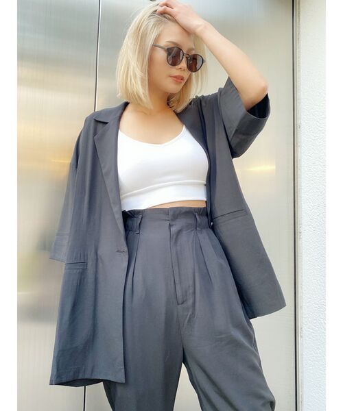GYDA（ジェイダ）の「ハーフスリーブBIGシャツ（シャツ/ブラウス・レディース・アイボリー/ブラック/ピンク・FREE）」の17枚目の写真