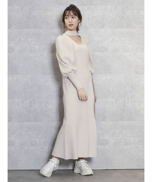 dazzlin（ダズリン）の「ショルダーポイントコンビワンピース（ワンピース・レディース・ベージュ/ブラウン/グレー・FREE）」の16枚目の写真