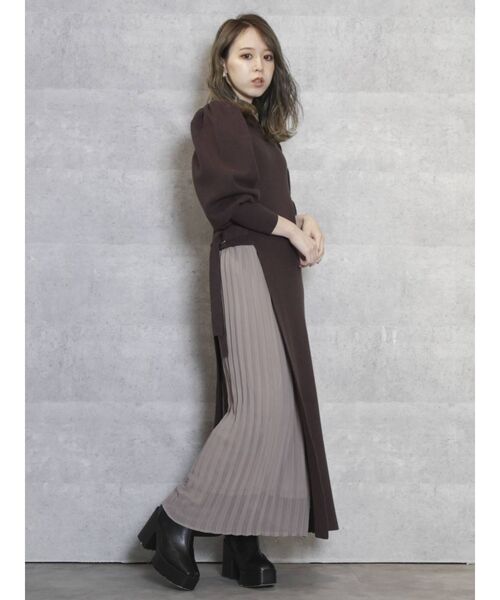 dazzlin（ダズリン）の「ショルダーポイントコンビワンピース（ワンピース・レディース・ベージュ/ブラウン/グレー・FREE）」の19枚目の写真