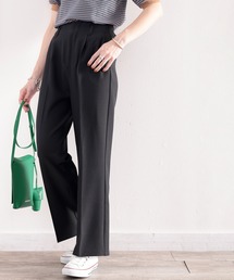 classicalelf | 美シルエット。リネンライクセンタープレスパンツ(スラックス)