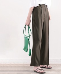 classicalelf | リネンライク センタープレス 無地 フレアパンツ スラックス（フルレングス）(スラックス)