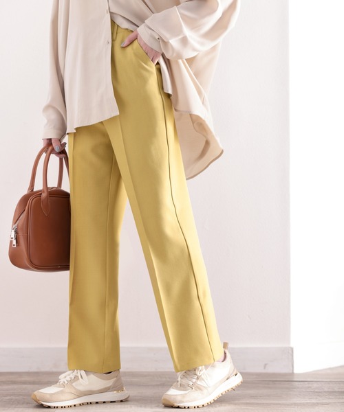 classicalelf（クラシカルエルフ）の「美シルエット。リネンライクセンタープレスパンツ（スラックス・レディース・ブラック/モカ/アイボリー/イエロー/ブラウン・MEDIUM/X-LARGE/LARGE/SMALL）」の17枚目の写真