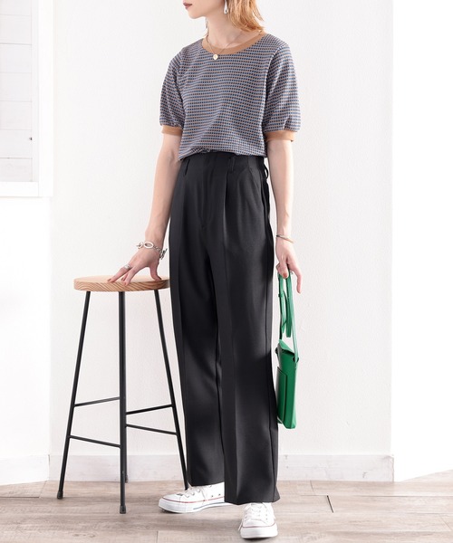 classicalelf（クラシカルエルフ）の「美シルエット。リネンライクセンタープレスパンツ（スラックス・レディース・ブラック/モカ/アイボリー/イエロー/ブラウン・MEDIUM/X-LARGE/LARGE/SMALL）」の9枚目の写真