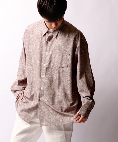 SUGGESTION（サジェッション）の「【SUGGESTION】ペイズリーオーバーシャツ（シャツ/ブラウス・メンズ・ブラウン/グレイッシュベージュ/ブラック・M/L）」の3枚目の写真