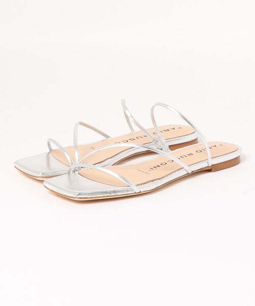 FABIO RUSCONI（ファビオルスコーニ）の「【FABIO RUSCONI/ファビオルスコーニ】スクエアトゥ ストラップ 紐 フラット ヌーディーサンダル（サンダル・レディース・パイソン/マスタード/シルバー/ブラック・38/37/36）」の3枚目の写真