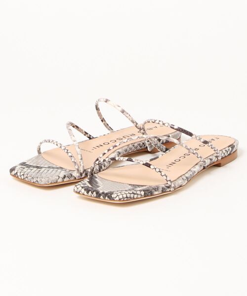 FABIO RUSCONI（ファビオルスコーニ）の「【FABIO RUSCONI/ファビオルスコーニ】スクエアトゥ ストラップ 紐 フラット ヌーディーサンダル（サンダル・レディース・パイソン/マスタード/シルバー/ブラック・38/37/36）」の4枚目の写真