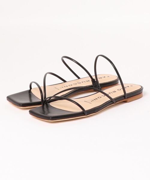 FABIO RUSCONI（ファビオルスコーニ）の「【FABIO RUSCONI/ファビオルスコーニ】スクエアトゥ ストラップ 紐 フラット ヌーディーサンダル（サンダル・レディース・パイソン/マスタード/シルバー/ブラック・38/37/36）」の2枚目の写真