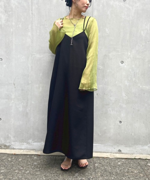 prose verse（プロズヴェール）の「Wストラップサテンキャミワンピ（ワンピース・レディース・グレイッシュベージュ/ミント/ブラック・ﾌﾘ-）」の2枚目の写真